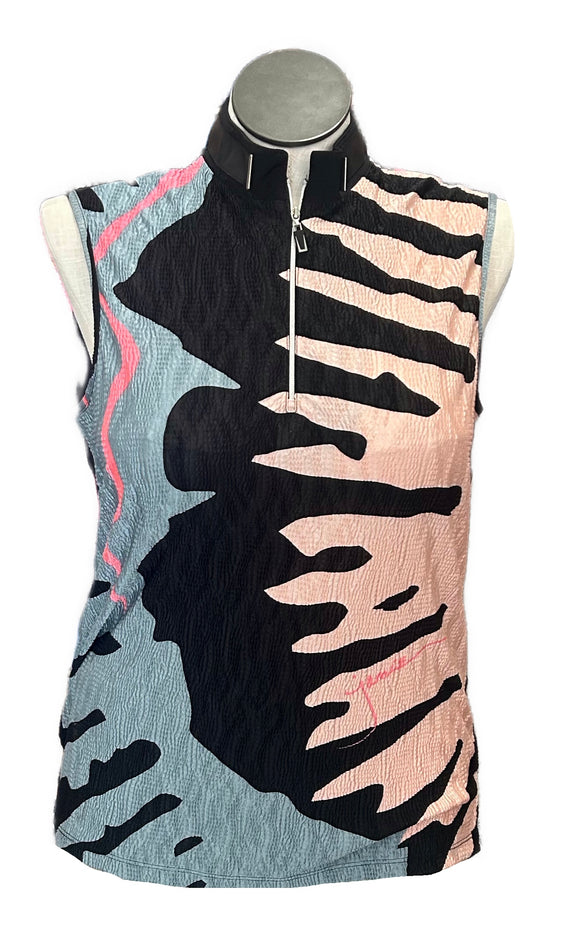 Jamie Sadock Women's Black, Gray & Pink Sleeveless Golf Top Size L MSP$90
