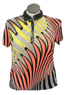 Jamie Sadock Women's Yellow, Black & Peach Crinkle Golf Top Size M MSP$95-1