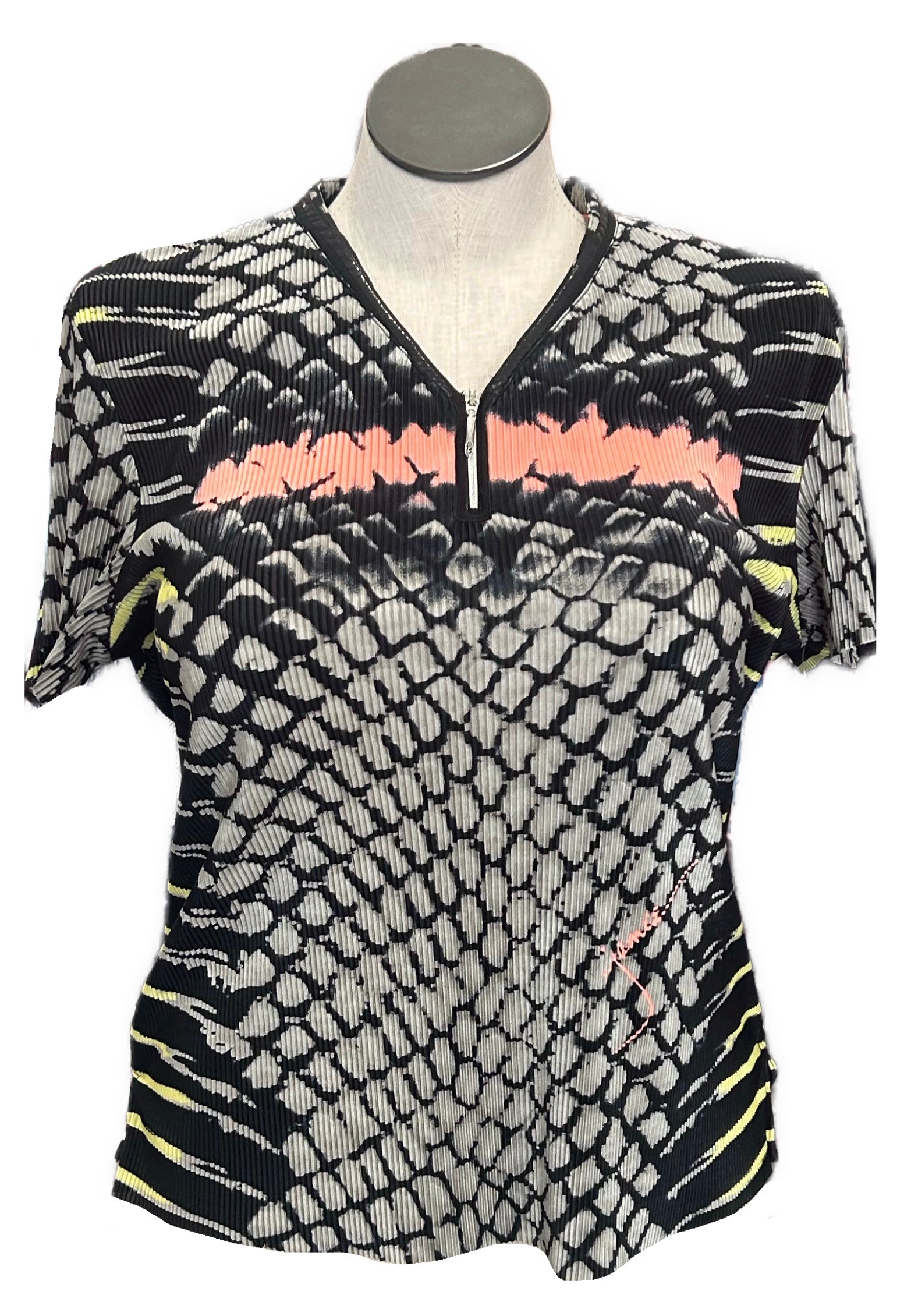 Jamie Sadock Black, Gray & Peach Crinkle Golf Top Size L MSP$95
