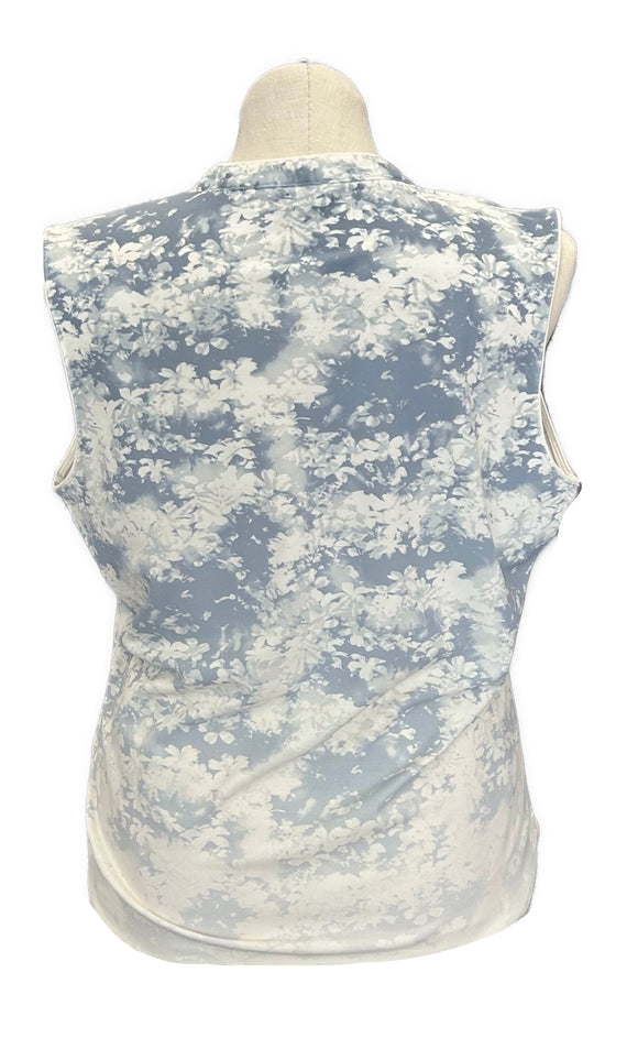 Lady Hagen Ivory & Slate Floral Sleeveless Golf polo Size XL