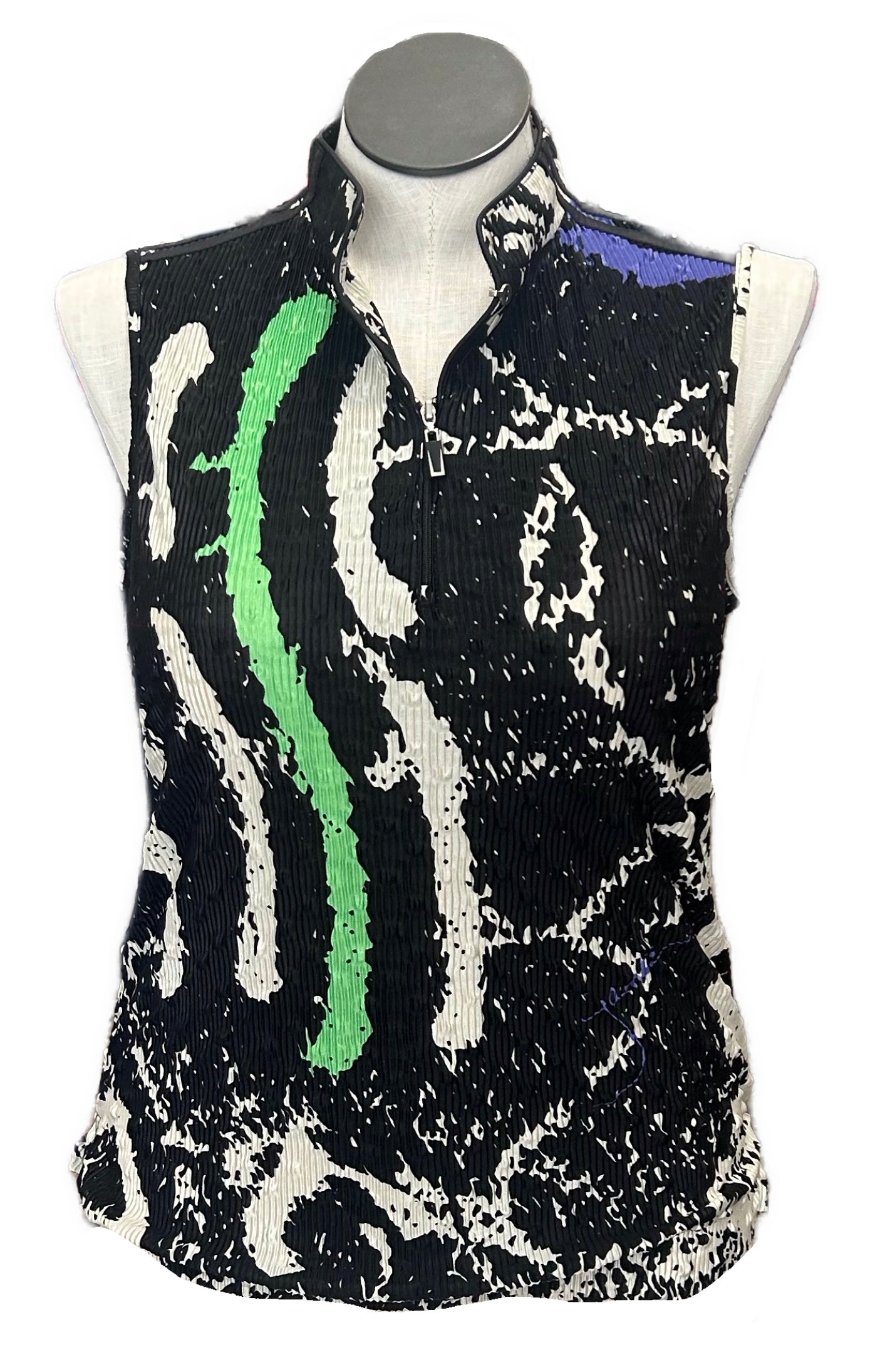 Jamie Sadock Women's Black & Gray. Crinkle Sleeveless Golf Top Size L MSP$90