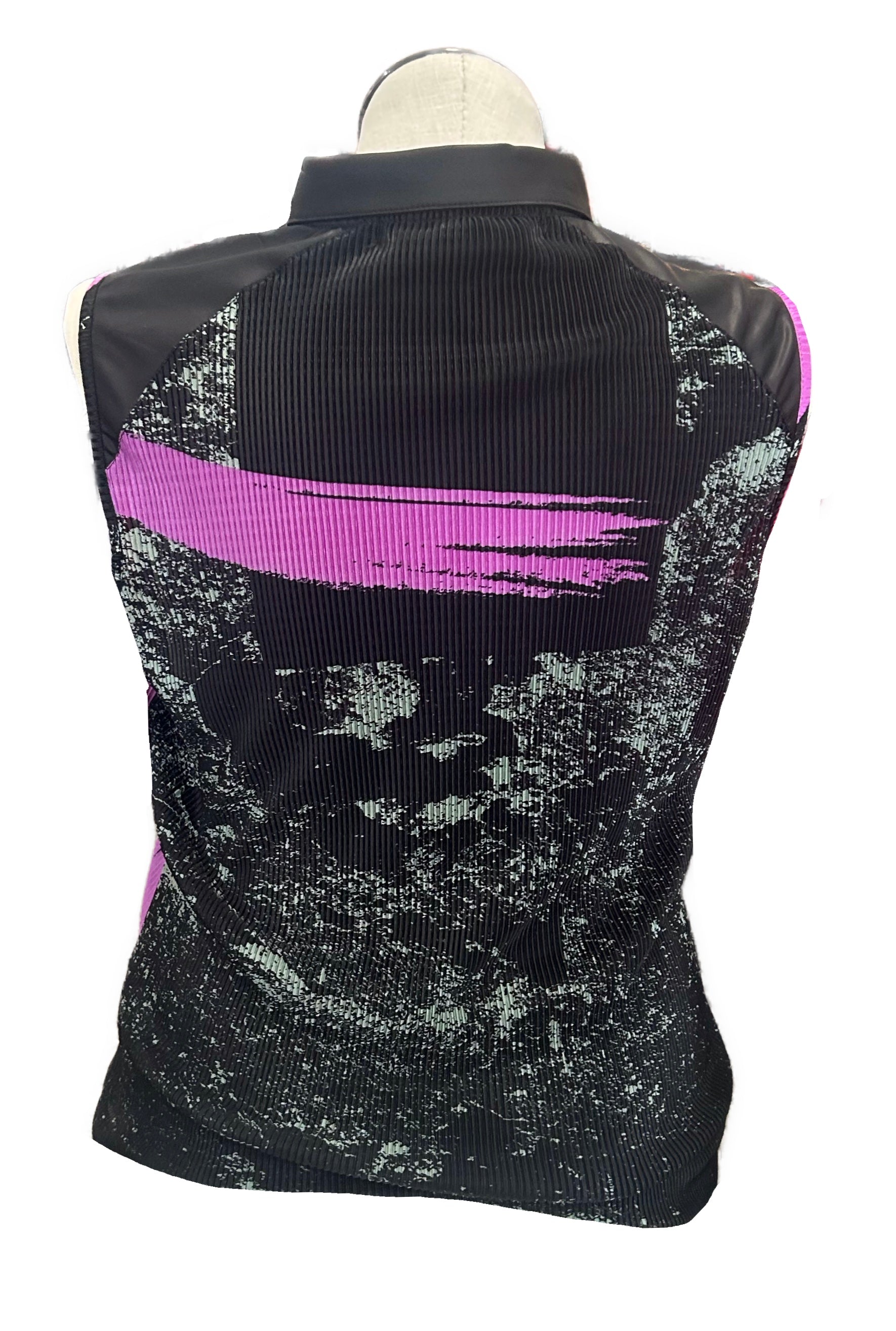 Jamie Sadock Black & Purple Crinkle Sleeveless Golf Top Size L MSP$90 - 0