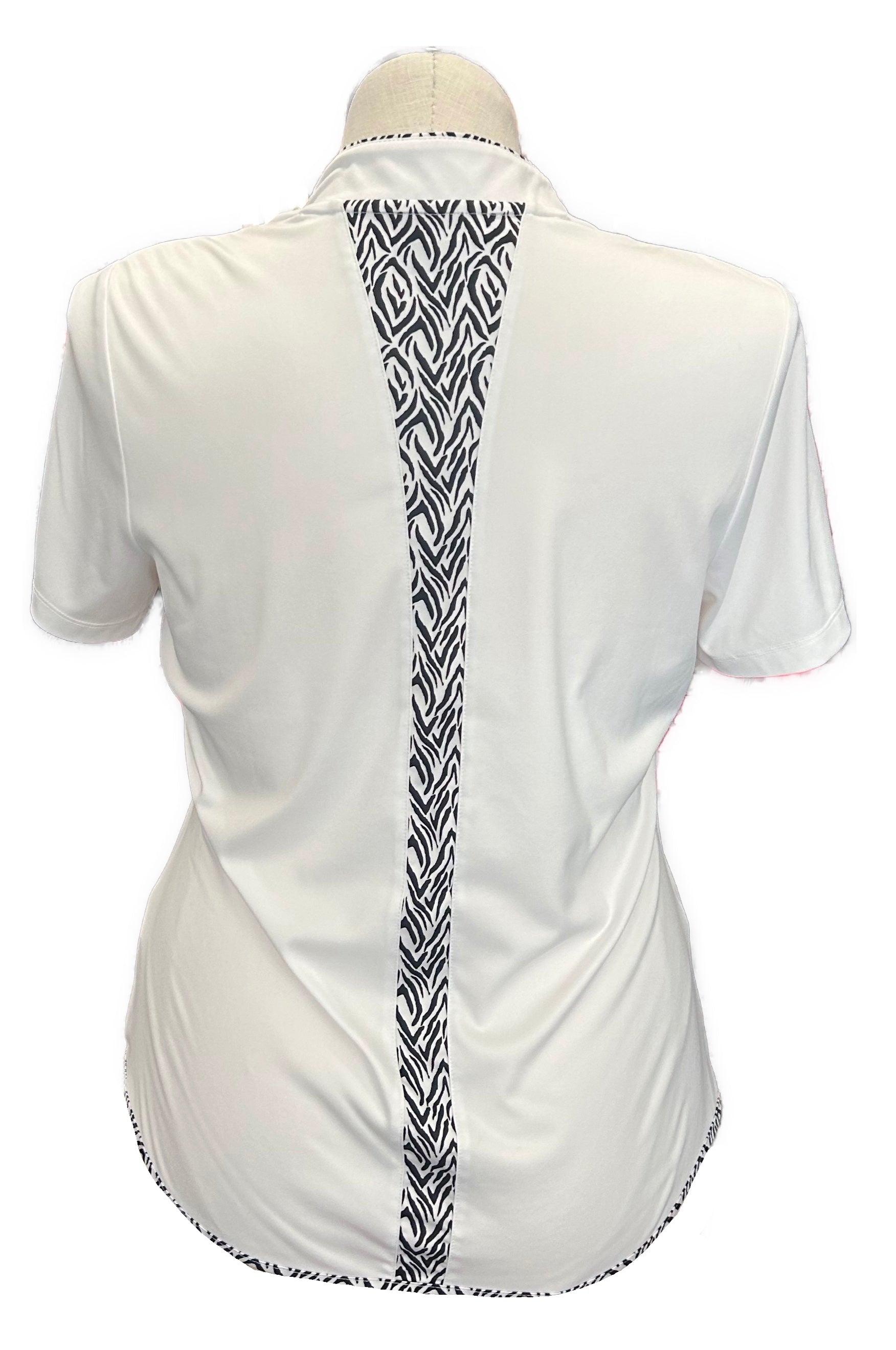 Greg Norman Women's White Golf Polo w/ Animal Print Trim Size L MSP$ - 0