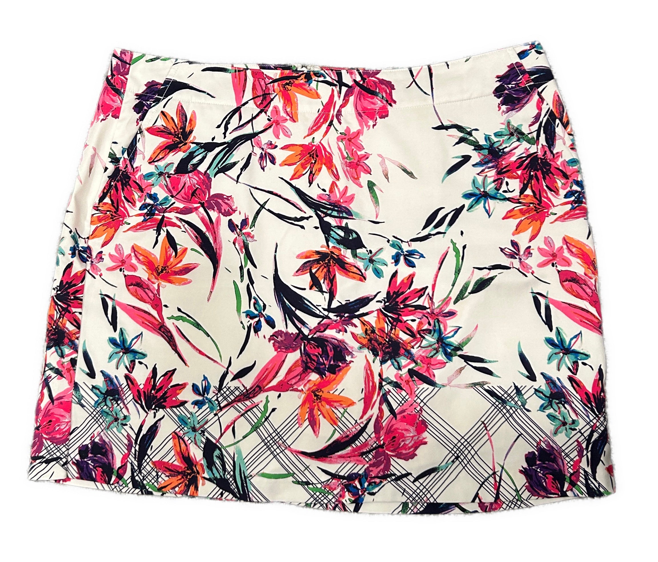 Lady Hagen White & Pink Floral Patterned Women's Golf Skort Size 10
