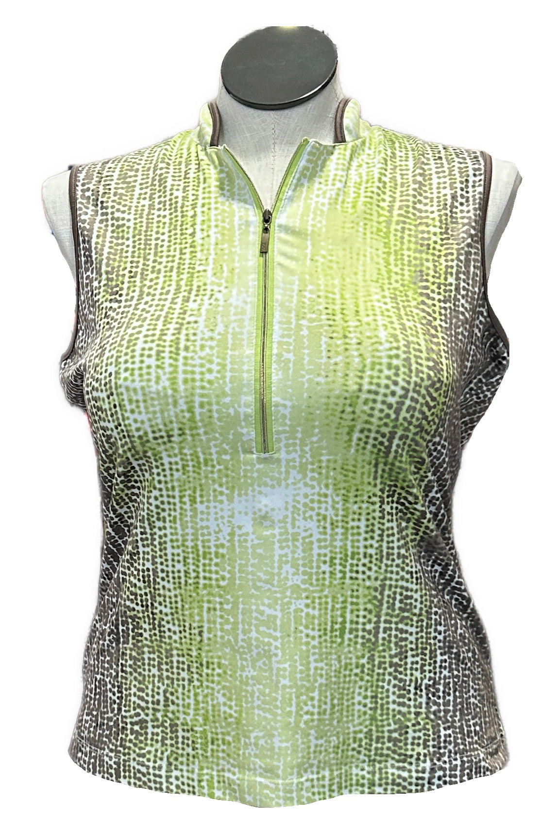 Tail Green & Brown Speckle 1/4 Zip Sleeveless Golf Top Size L
