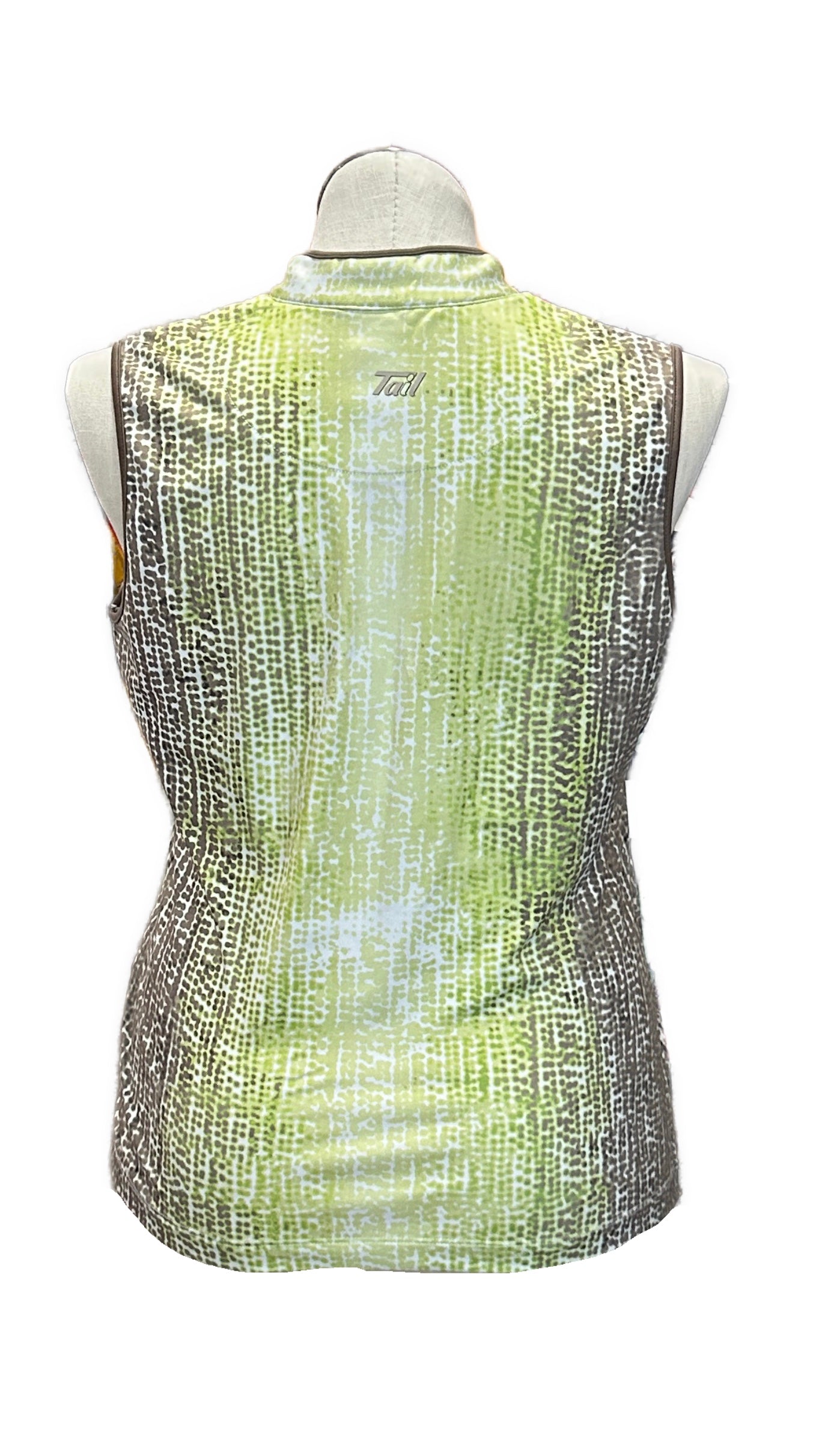 Tail Green & Brown Speckle 1/4 Zip Sleeveless Golf Top Size L - 0
