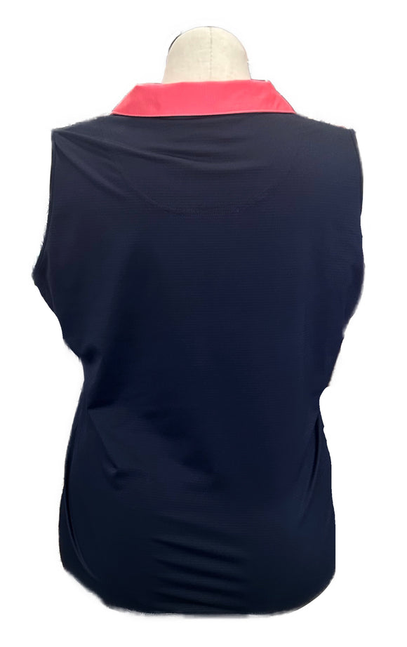 Sport Haley Women's Navy & Coral Sleeveless Golf Polo Size XL