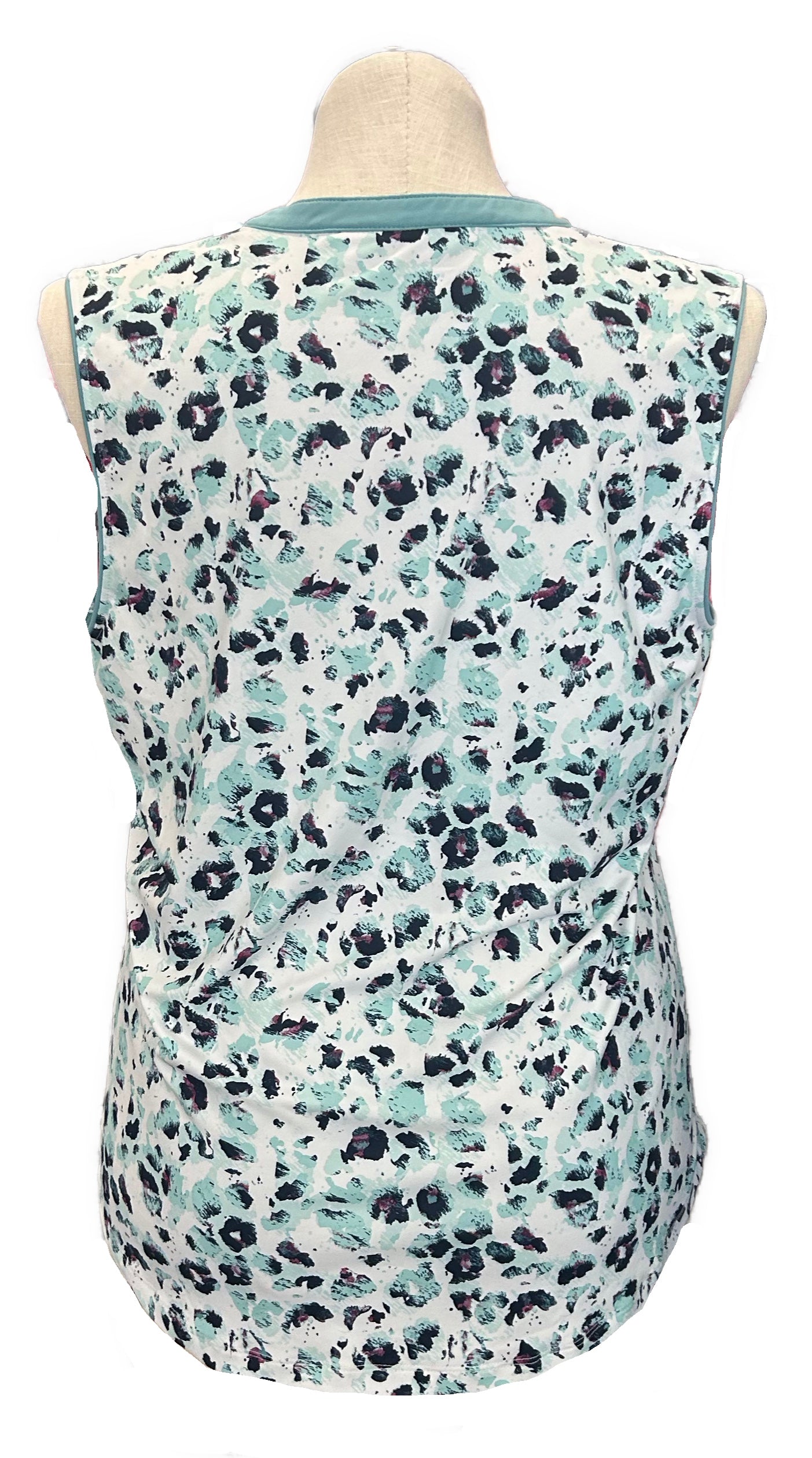 Lady Hagen White & Green Leopard Print Sleeveless Golf Top Size XL - 0