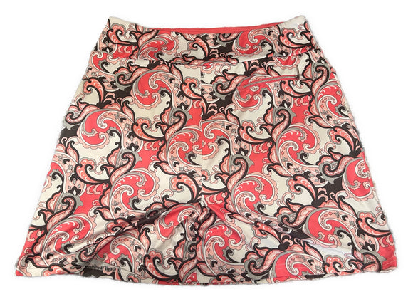 GGBlue Pink, White & Gray Paisley Women's Pull-on Golf Skort Size L