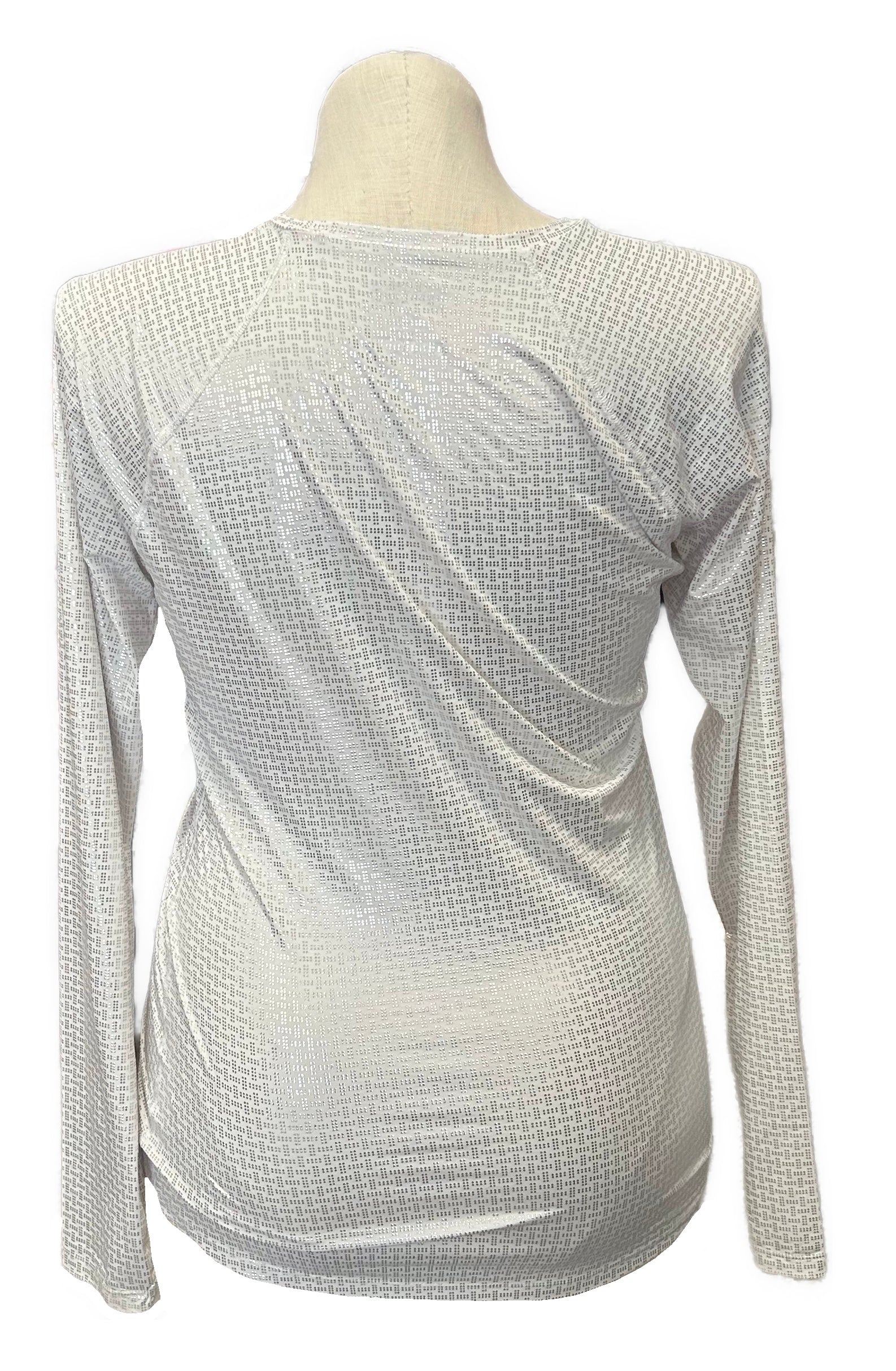 Annika White & Silver Metallic Women's Long Sleeve Size L - 0