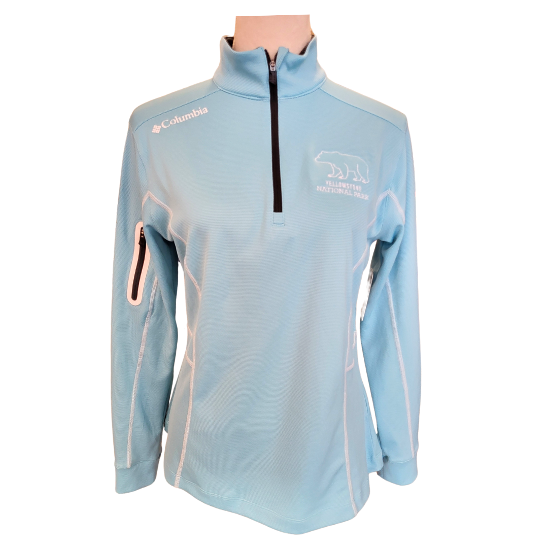 Women's Columbia Golf Aqua 1/4Zip Mock Neck Long Sleeve Pullover w/ Logo Size M