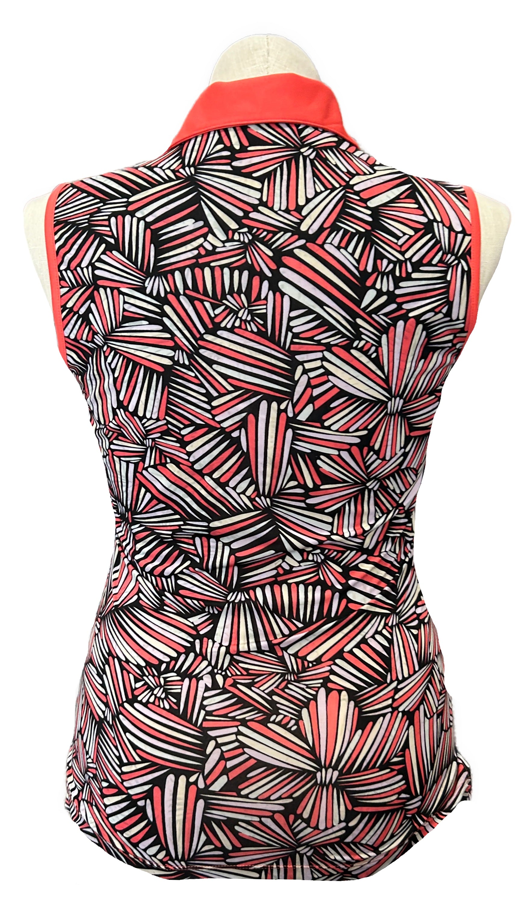 Monterey Club Coral Sleeveless Women's Golf Top w/Pattern on Back Size M - 0