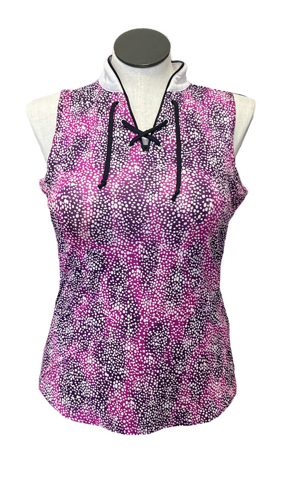 Jofit Purple & White Patterned Women's Sleeveless Golf Top Size M