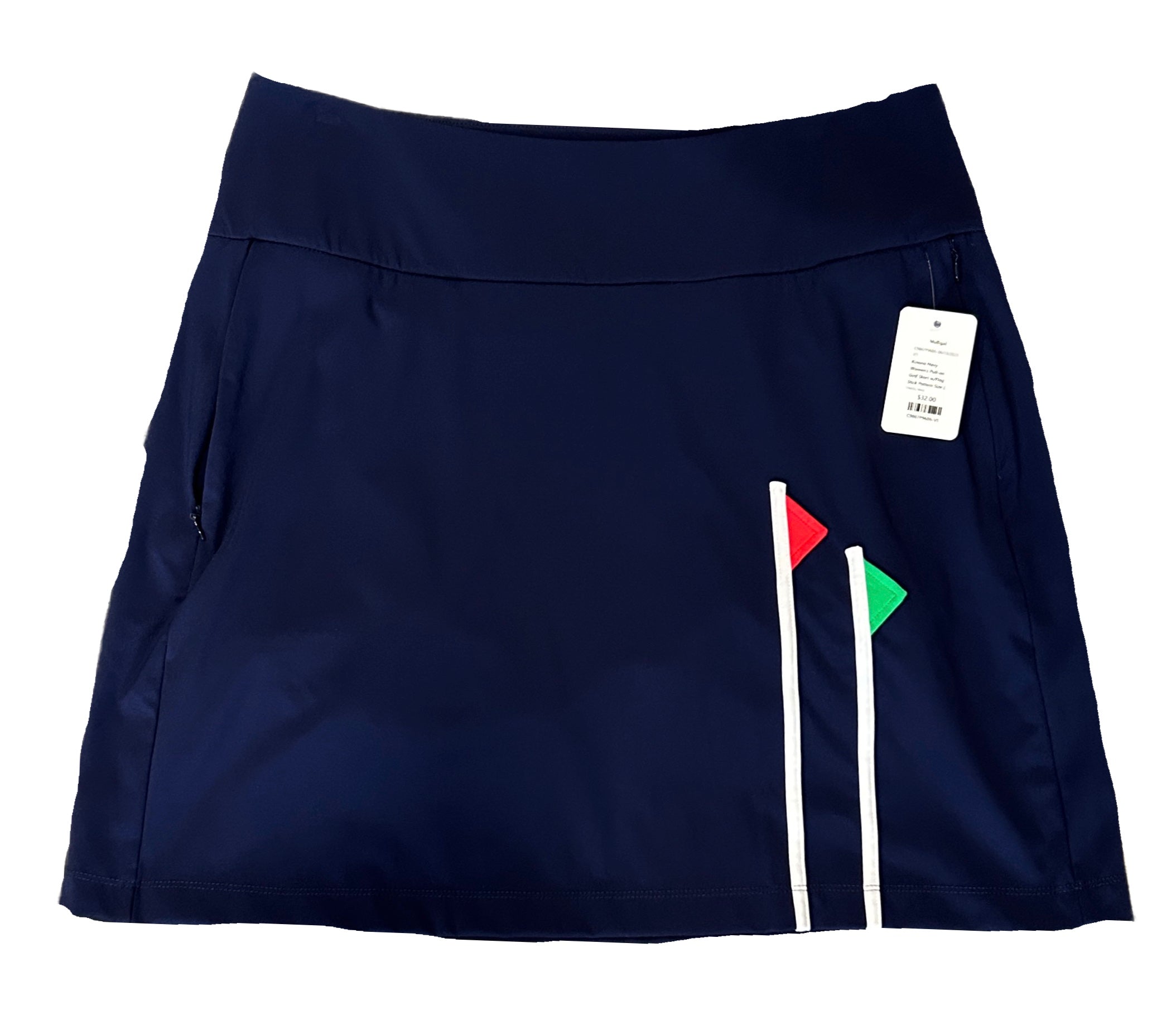 Kinona Navy Women's Pull-on Golf Skort w/Flag Stick Pattern Size L