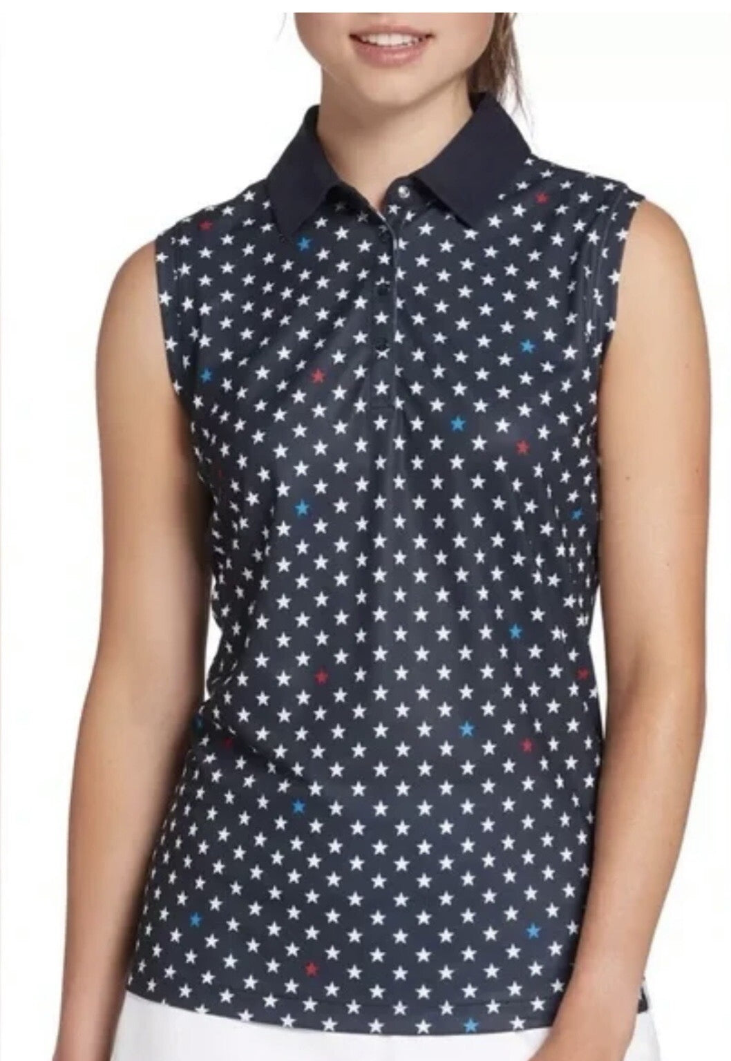 Lady Hagen Navy USA Stars Sleeveless Golf Polo Size 2X