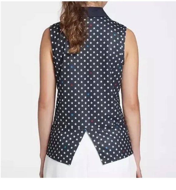 Lady Hagen Navy USA Stars Sleeveless Golf Polo Size 2X