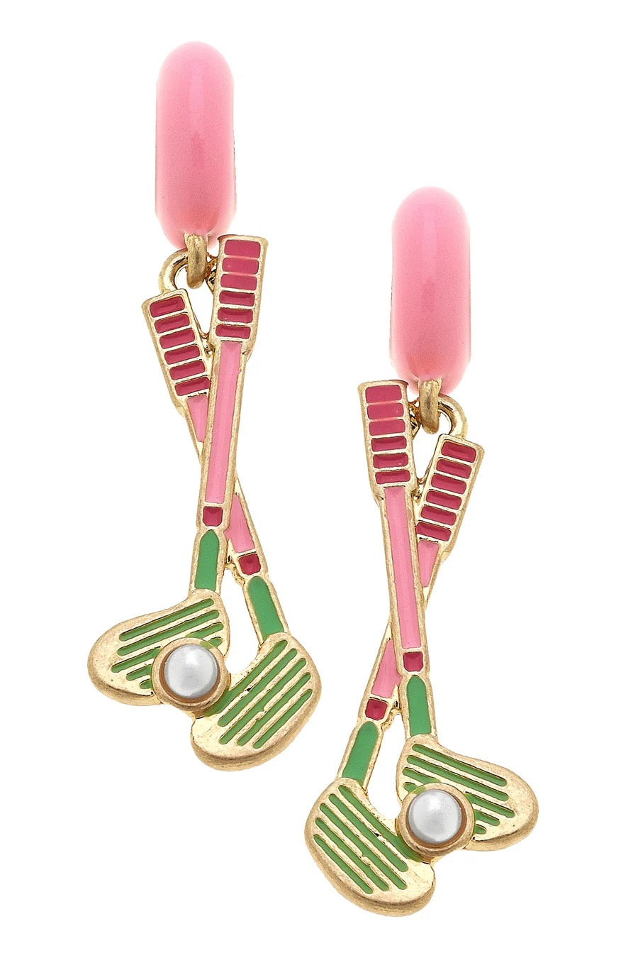 New Canvas Style Golf Wedges Enamel Huggie Hoop Earrings