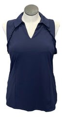Lilly Pulitzer Luxletic Ruffled Solid Sleeveless Golf Polo Size XL MSP $118-1