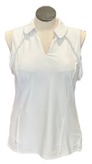 Lilly Pulitzer Luxletic Ruffled Solid Sleeveless Golf Polo Size XL MSP $118-3