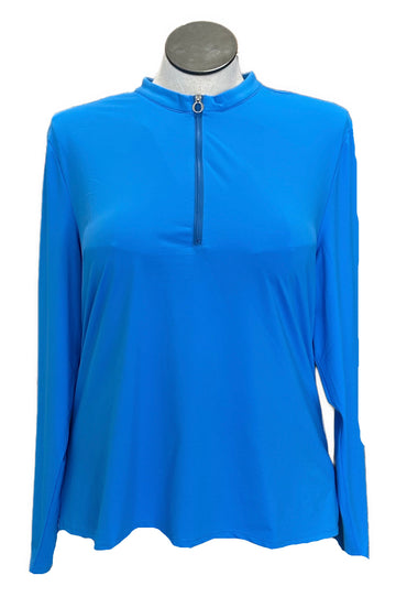 Kinona Blue & White1/4 Zip Mock Women's Golf Pullover Size XXL MSP $124