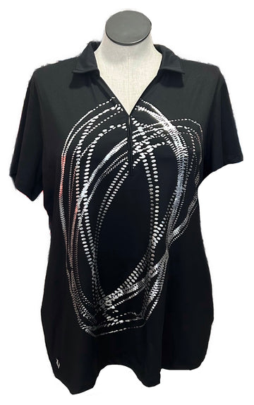 Lopez Women's Black & Silver Golf Polo Size 2X MP$79
