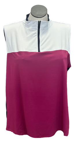 Lady Hagen Magenta Color Block Sleeveless Golf Polo Size 2X