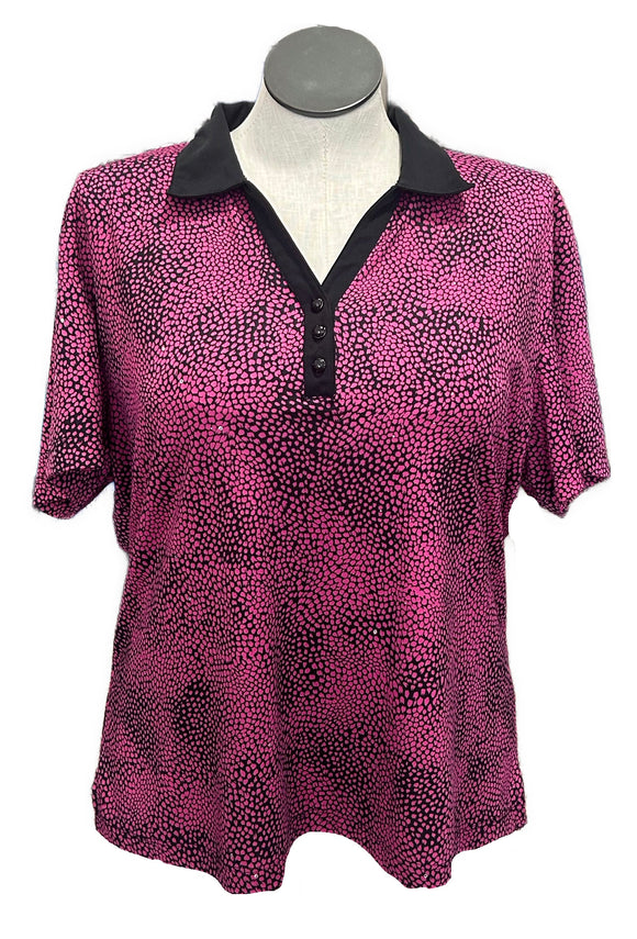 Monterey Club Pink & Black Snakeskin Print Golf Top Size XXL