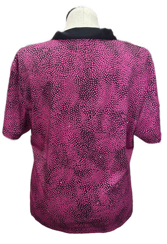 Monterey Club Pink & Black Snakeskin Print Golf Top Size XXL