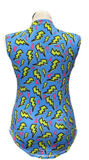 Proud 90 Blue & Yellow Lightning Bolt Patterned Women's Sleeveless Golf Top Size L-2