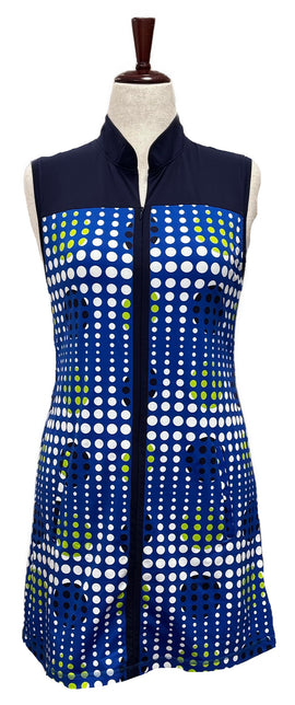 Kinona Navy, White & Green Polka Dot Women's Golf Dress Size M