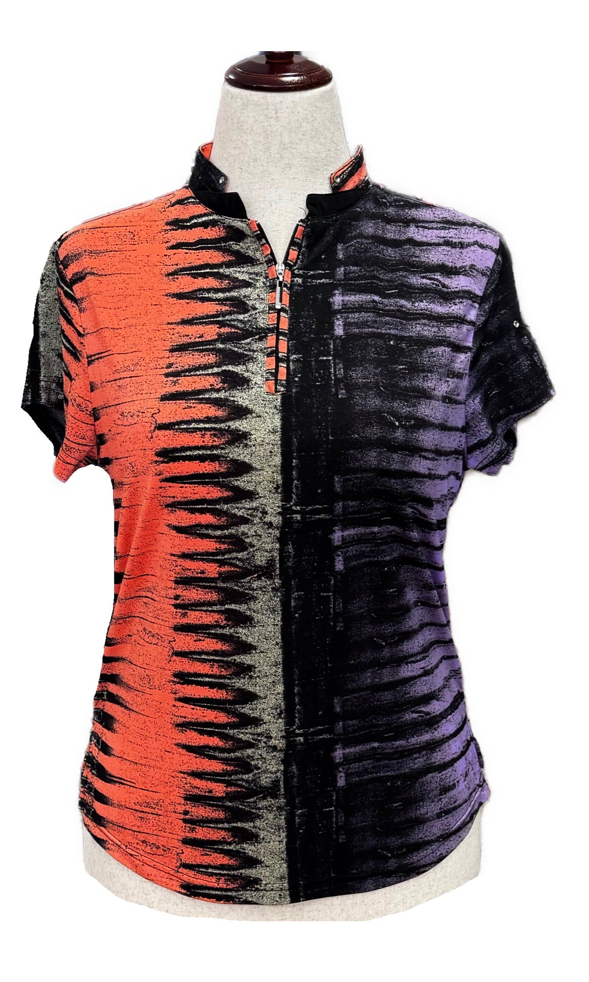 Jamie Sadock Pink, Purple & Black Patterned Women's Short Sleeve Top Size M