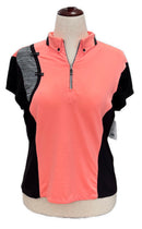 Jamie Sadock Coral & Black Women's Short Sleeve Golf Top Size M-1