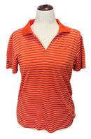 Holloway Dark Orange & White Striped Ladies Golf Polo Size L-1