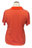 Holloway Dark Orange & White Striped Ladies Golf Polo Size L-2