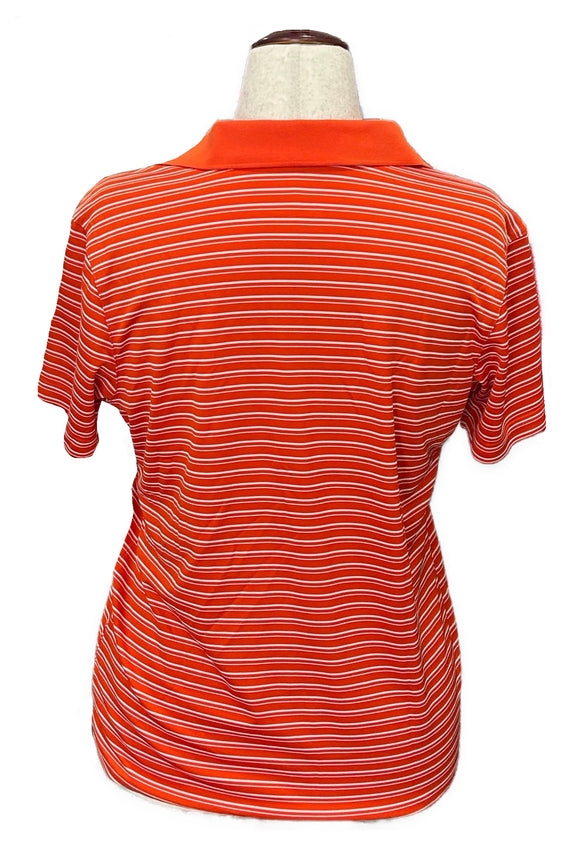 Holloway Dark Orange & White Striped Ladies Golf Polo Size L