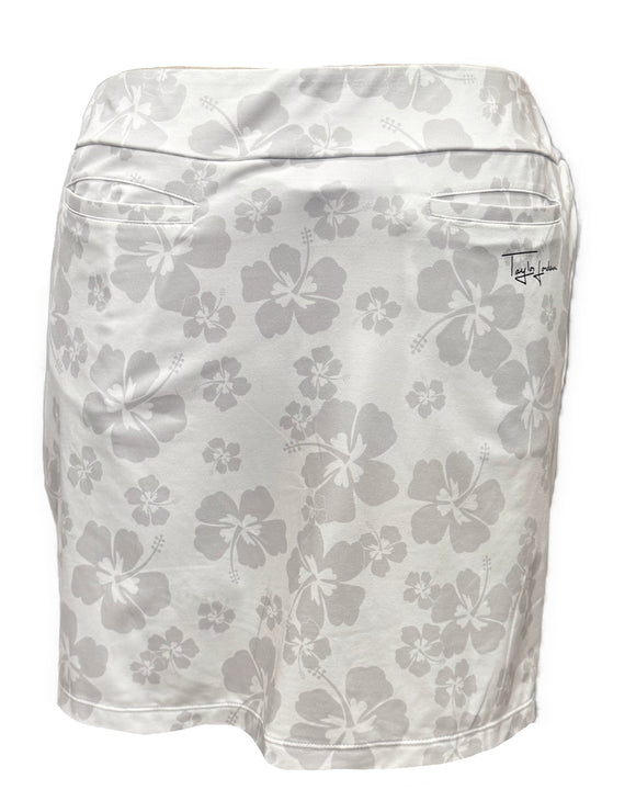 New Taylor Jordan White/Gray Hibiscus Golf Skort MSP$85