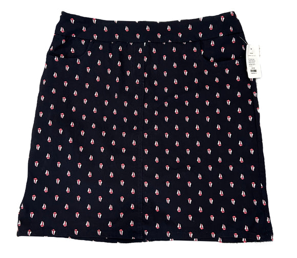 Slim-sation Navy Sailboat Patterned Women's Pull-on Golf Skort Size 14