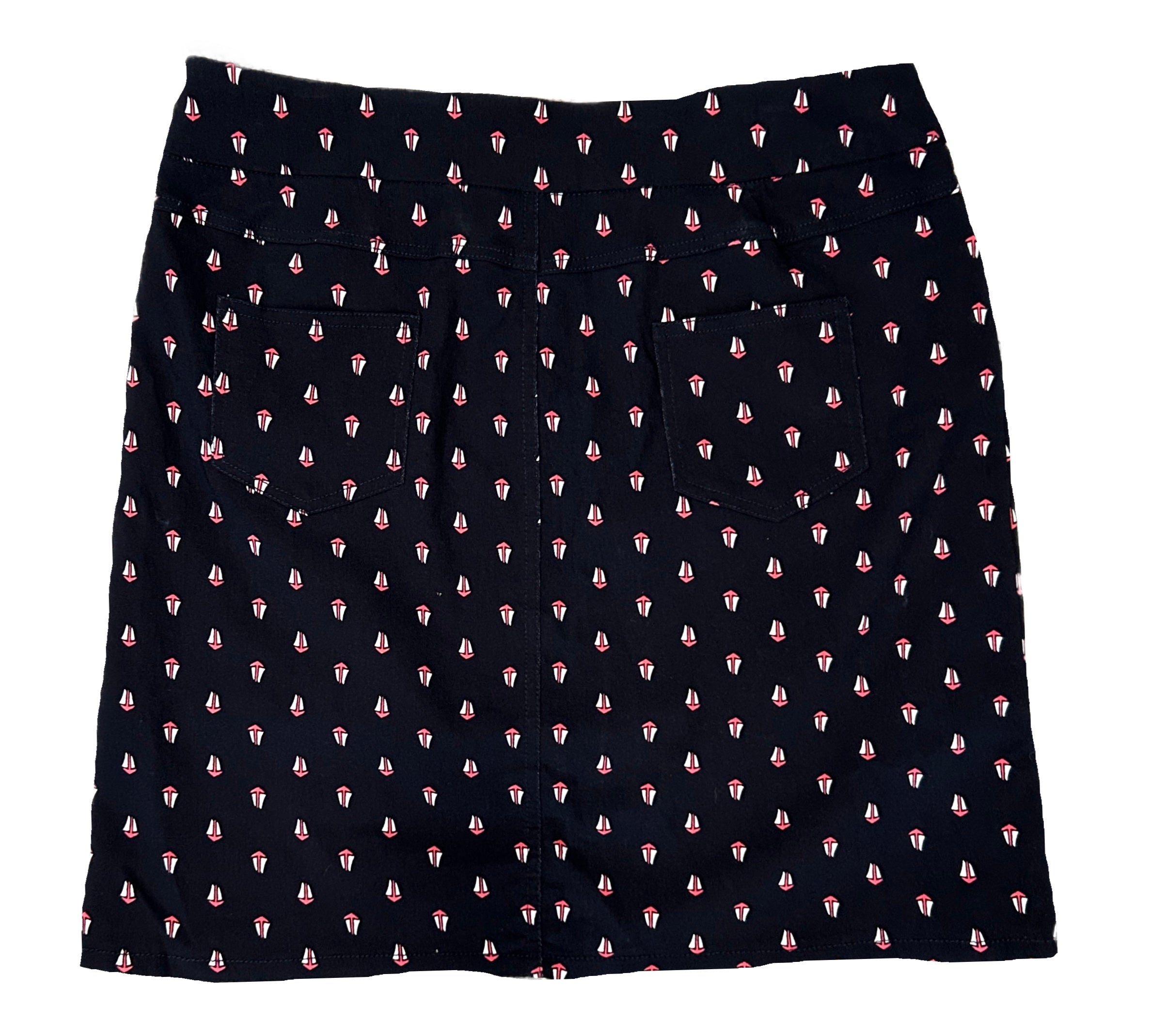 Slim-sation Navy Sailboat Patterned Women's Pull-on Golf Skort Size 14 - 0