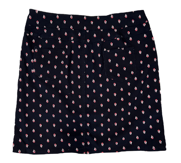 Slim-sation Navy Sailboat Patterned Women's Pull-on Golf Skort Size 14