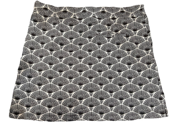 Bermuda Sands Black & White Geometric Floral Fan Women's Golf Skort Size L
