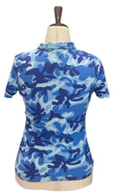 Women's Ibkul Blue Camo Style Short Sleeve Golf Top Size S MSP$94-2