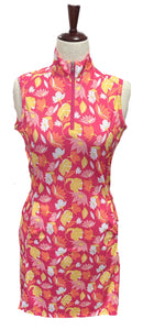 Bermuda Sands Pink, Orange & Yellow Floral Patterned Women's Golf Dress Size S-1