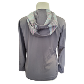 Adidas Climacool Full-Zip Gray Striped Women's Hooded Jacket Size L - 0