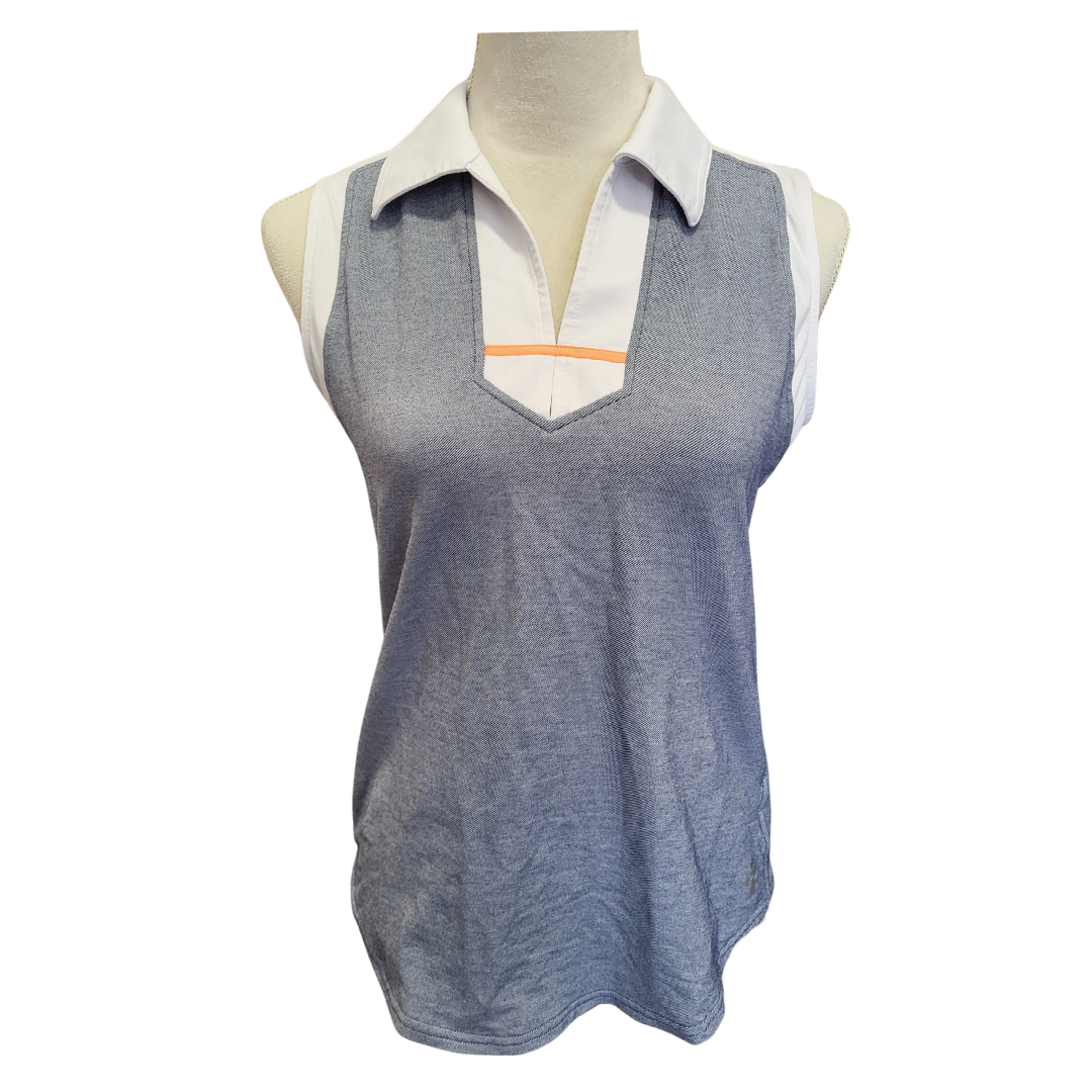 Jofit Faux Demin Navy Sleeveless Polo Size S MSP$80