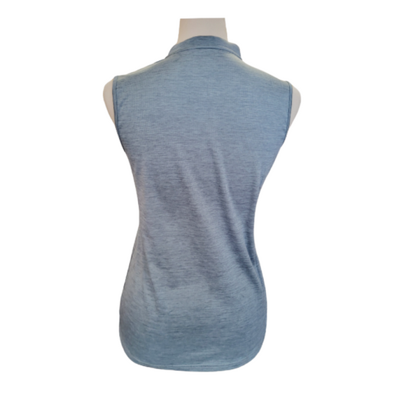 Blue Heathered Womens Sleeveless Golf Polo Size S