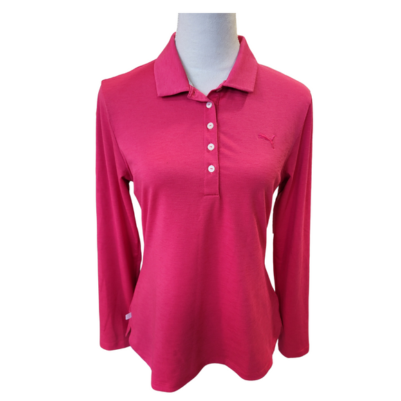 Puma Women's Raspberry Long Sleeve Golf Polo Size M