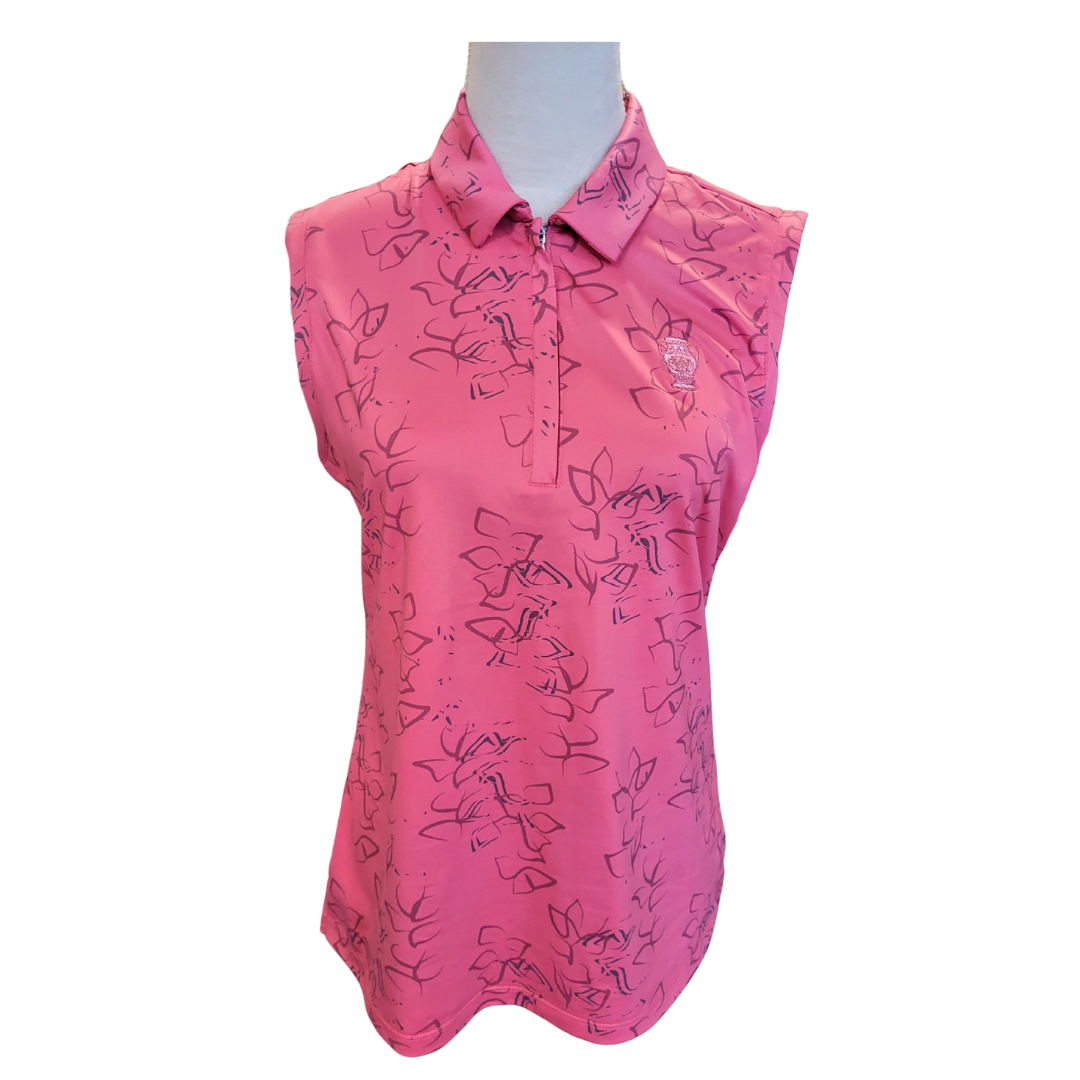 Women's Dunning Pink Print Zip Polo w/ Logo Size M. MSP$90