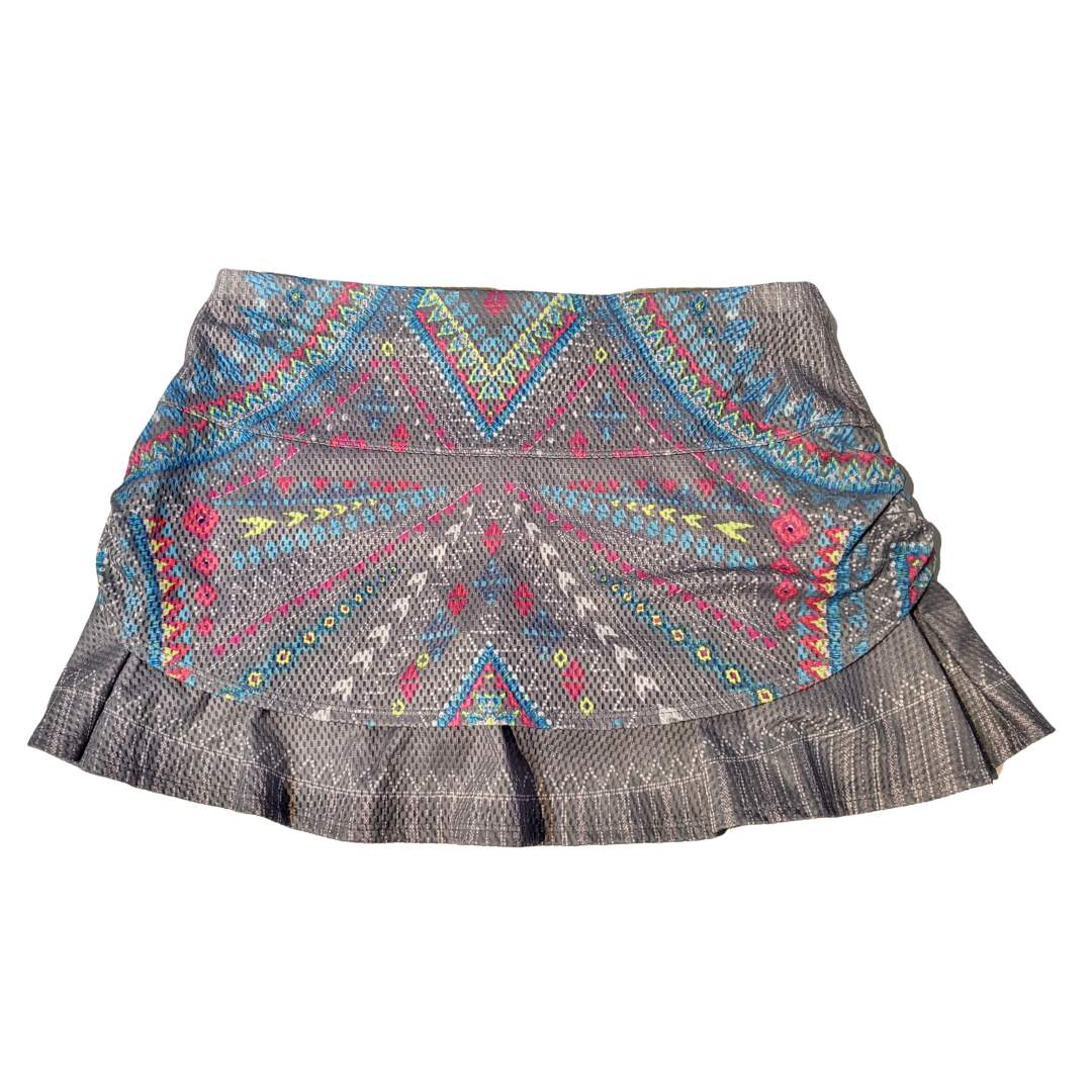 Lucky in Love Gray Printed Adjustable Layered Short Skort Size L MSP$96 - 0