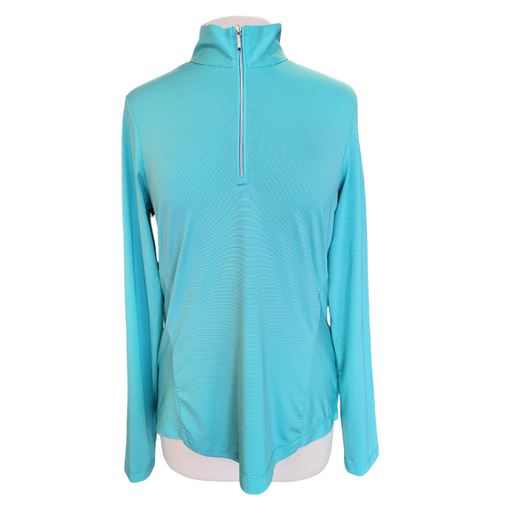 Cutter & Buck Teal Striped Women's Golf Pullover w/Logo Size M
