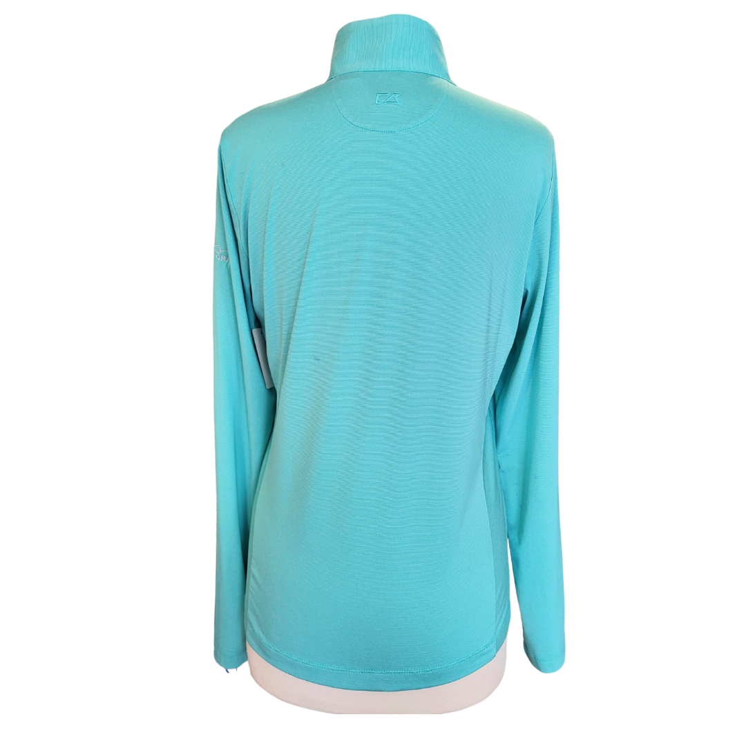 Cutter & Buck Teal Striped Women's Golf Pullover w/Logo Size M - 0
